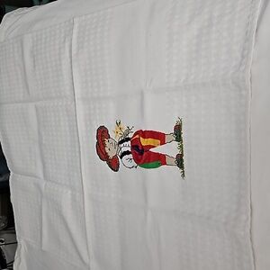 Handmade Cross Stitched Linen Cotton Blend Tea Towel